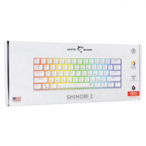 White Shark SHINOBI 2, piros kapcsolós US gaming billentyűzet fehér (GK-004211W/R-US)