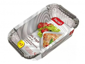 Paclan alumíniumból készült lasagne sütőforma fedőfóliával 25cmx18cm, 3db/csomag (GA5415)