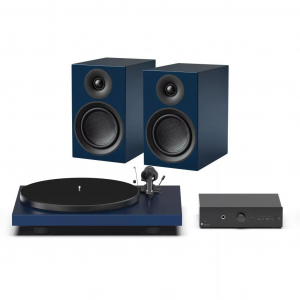 Pro-Ject Colourful Audio System E lemezjátszó, sztereó erősítő és hangfal szett acélkék (PJ2532)