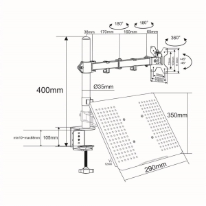 Nedis asztali monitor tart&oacute; konzol &eacute;s laptop &aacute;llv&aacute;ny 32" fekete (MMSISNB110BK)