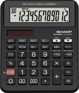 Sharp EL-CC12D napelemes irodai számológép fekete