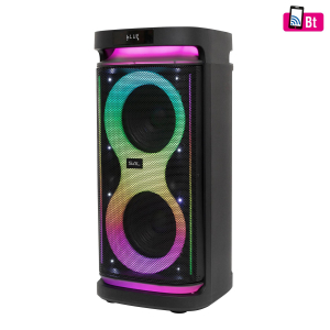 SAL party hangdoboz, 160 Watt, beépített akkumulátor és LED fény, Bluetooth, USB/microSD zenelejátszás, gitár és mikrofon bemenetek, 2-utas, 3 hangszó