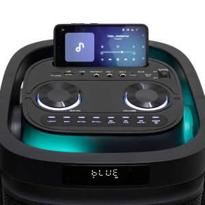 SAL party hangdoboz, 160 Watt, beépített akkumulátor és LED fény, Bluetooth, USB/microSD zenelejátszás, gitár és mikrofon bemenetek, 2-utas, 3 hangszó