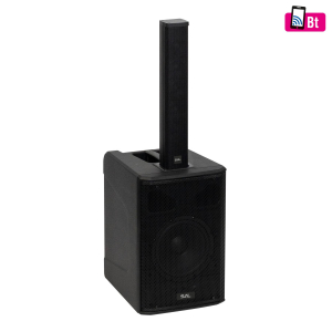 SAL professzionális oszlopsugárzó hangrendszer, max. 600 W, 20cm mélysugárzó, 4x2” szélessávú szatellit hangszóró, aktív zenekari hangdoboz, Bluetooth