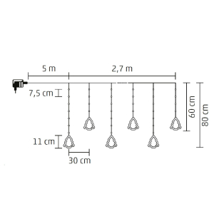 Home  f&eacute;nyf&uuml;gg&ouml;ny, k&uuml;l- &eacute;s belt&eacute;ri kivitel, 2,7 m&eacute;ter, 110 db melegfeh&eacute;r microLED, Mikul&aacute;s &eacute;s h&oacute;ember figur&aacute;k (KAF110WW)