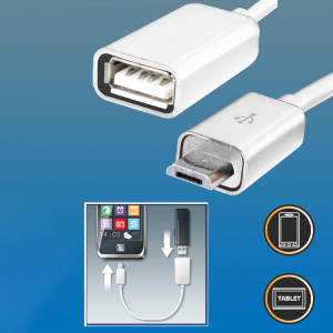SAL Home  microUSB OTG kábel, USB-A aljzat, microUSB-B dugó, 2,1A, 16cm, 480 Mbps (SA 044)