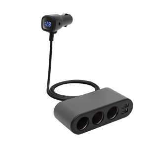 SAL autós feszültségelosztó és USB töltő, 3.4A USB töltő, max.80Watt, fém burkolat, Voltmérő, autó-akkumulátor állapotának ellenőrzése, 12/24V járműve