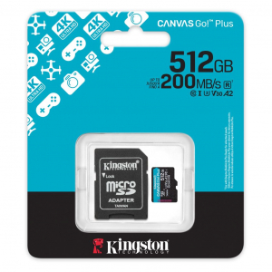 512GB microSDXC Kingston Canvas Go! Plus UHS-1 U3 V30 A2 mem&oacute;riak&aacute;rtya+adapter (SDCG4/512GB)