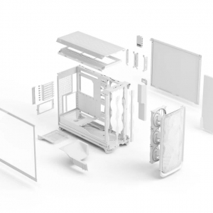 Fractal Design Meshify 3 XL táp nélküli ablakos ház Ambience Pro RGB White TG Clear Tint - fehér (FD-C-MES3X-05)
