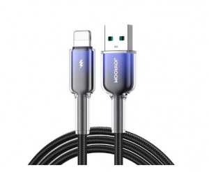 Joyroom Crystal Clear adatk&aacute;bel (USB-lightning, 3A, Apple IPAD / IPAD 2 / IPAD 3rd Generation) 120cm fekete (S-A42_U_L_B)