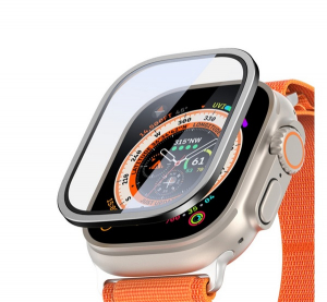 Dux Ducis FLAS kijelzővédő üveg (alumínium keret, 9H) FEKETE Apple Watch Ultra 2 49mm / Watch Ultra 49mm (GP-149590)