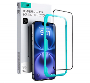 ESR k&eacute;pernyőv&eacute;dő &uuml;veg (2.5D, 0.33mm, 9H + seg&eacute;dkeret) FEKETE Apple iPhone 15 Plus / iPhone 16 Plus (GP-164281)