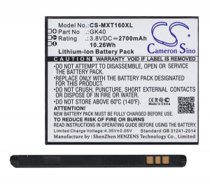 Cameron Sino Li-Polymer akku (3.8V/2700mAh, Motorola GK40 kompatibilis) FEKETE Motorola Moto E5 Play (XT1921) / Lenovo Moto G4 Play (XT1609) / Motorol