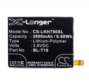 Cameron Sino Li-Polymer akku (3.8V/2600mAh, Google BL-T19 kompatibilis) FEKETE LG Nexus 5X (H791) (CS-LKH790SL)
