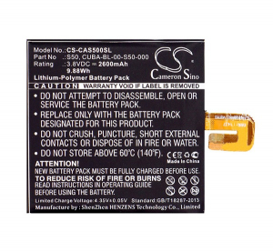 Cameron Sino Li-Polymer akku (3.8V/2600mAh, CAT CUBA-BL-00-S50-000 kompatibilis) FEKETE CAT S50 (CS-CAS500SL)