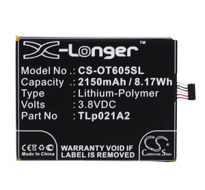 Cameron Sino Li-Polymer akku (3.8V/2150mAh, Alcatel TLp021A2 kompatibilis) FEKETE Alcatel Idol 2S (OT-6050) (CS-OT605SL)