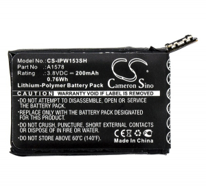 Cameron Sino Li-Polymer akku (3.8V/200mAh, Apple A1578 kompatibilis) FEKETE Apple Watch Series 1 38mm (CS-IPW153SH)