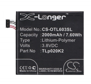 Cameron Sino Li-Polymer akku (3.8V/2000mAh, Alcatel C2000023C2 kompatibilis) FEKETE Alcatel Idol 3 4.7 (OT-6039) (CS-OTL603SL)