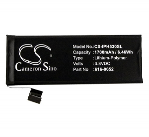 Cameron Sino Li-Polymer akku (3.8V/1700mAh, Apple 616-0652 kompatibilis) FEKETE Apple iPhone 5S (CS-IPH530SL)