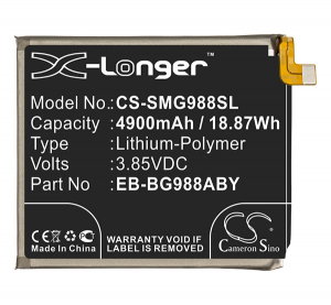 Cameron Sino Li-Polymer akku (3.85V/4900mAh, Samsung EB-BG988ABY kompatibilis) FEKETE Samsung Galaxy S20 Ultra 5G (SM-G988B) / Galaxy S20 Ultra (SM-G9