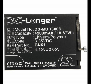 Cameron Sino Li-Polymer akku (3.85V/4900mAh, Redmi BN51 kompatibilis) FEKETE Xiaomi Redmi 8 / Redmi 8A (CS-MUR800SL)