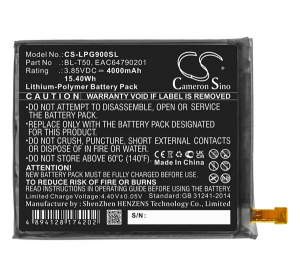 Cameron Sino Li-Polymer akku (3.85V/4000mAh, LG BL-T50 kompatibilis) FEKETE LG Velvet 5G (G900N) (CS-LPG900SL)