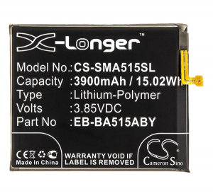 Cameron Sino Li-Polymer akku (3.85V/3900mAh, Samsung EB-BA515ABE kompatibilis) FEKETE Samsung Galaxy A51 5G (SM-A516F) / Galaxy A51 (SM-A515F) (CS-SMA