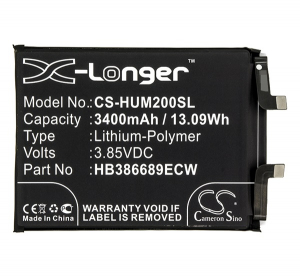 Cameron Sino Li-Polymer akku (3.85V/3400mAh, Huawei HB386689ECW kompatibilis) FEKETE (CS-HUM200SL)