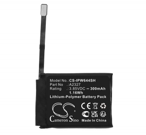 Cameron Sino Li-Polymer akku (3.85V/300mAh, Apple A2327 kompatibilis) FEKETE Apple Watch Series 6 44mm (CS-IPW644SH)