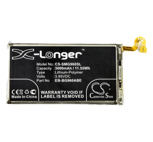 Cameron Sino Li-Polymer akku (3.85V/3000mAh, Samsung EB-BG960ABE kompatibilis) FEKETE Samsung Galaxy S9 (SM-G960) (CS-SMG960SL)