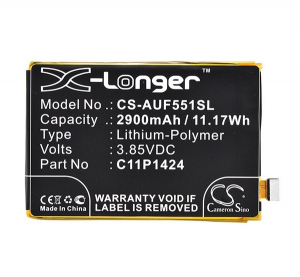Cameron Sino Li-Polymer akku (3.85V/2900mAh, Asus C11P1423 kompatibilis) FEKETE Asus Zenfone 2 (ZE551ML) (CS-AUF551SL)