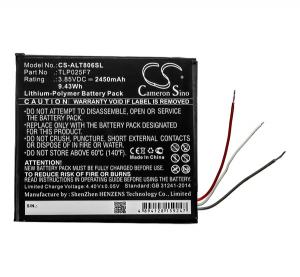 Cameron Sino Li-Polymer akku (3.85V/2450mAh, Alcatel TLP025F7 kompatibilis) FEKETE Alcatel 1T 7 WIFI (OT-8068) (CS-ALT806SL)