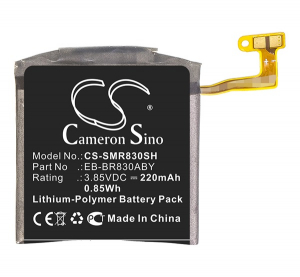 Cameron Sino Li-Polymer akku (3.85V/220mAh, Samsung EB-BR830ABY kompatibilis) FEKETE Samsung Galaxy Watch Active 2 eSIM 40mm (SM-R835F) / Galaxy Watch