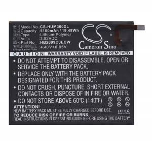Cameron Sino Li-Polymer akku (3.82V/5100mAh, Huawei HB2899C0ECW kompatibilis) FEKETE Huawei MatePad T10 WIFI (AGR-W09) / MatePad T10 LTE (AGR-L09) / M