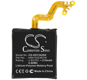 Cameron Sino Li-Polymer akku (3.82V/210mAh, Huawei HB472023ECW kompatibilis) FEKETE Huawei Watch GT 2 42mm (CS-HGT242SH)