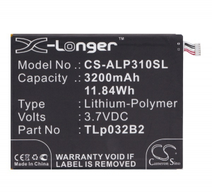 Cameron Sino Li-Polymer akku (3.7V/3200mAh, Alcatel TLp032B2 kompatibilis) FEKETE Alcatel One Touch Pixi 3 8 LTE (OT-9022X) / Vodafone Tab Speed 6 (VF