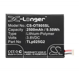 Cameron Sino Li-Polymer akku (3,8V/2500mAh, Alcatel CAC2580010C2 kompatibilis) FEKETE Alcatel Pixi 4 6 (OT-8050D) / One Touch Pixi 3 8 LTE (OT-9022X)