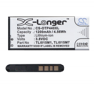 Cameron Sino Li-Ion akku (3.8V/1200mAh, Alcatel TLi015M1 kompatibilis) FEKETE Alcatel One Touch Pixi 4 (OT-4034A) / Vodafone Smart 7 mini (VFD300) (CS