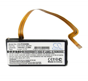 Cameron Sino Li-Ion akku (3.7V/700mAh, Microsoft G71C0006Z110 kompatibilis) FEKETE (CS-IPOD60ML)
