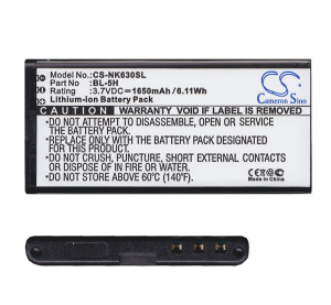 Cameron Sino Li-Ion akku (3.7V/1650mAh, Microsoft BL-5H kompatibilis) FEKETE Nokia Lumia 635 / Lumia 630 (CS-NK630SL)
