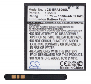 Cameron Sino Li-Ion akku (3.7V/1500mAh, Sony Ericsson BA800 kompatibilis) FEKETE Sony Xperia S (LT26i) (CS-ERA800SL)