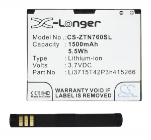 Cameron Sino Li-Ion akku (3.7V/1500mAh, AT&T Li3715T42P3h415266 kompatibilis) FEKETE (CS-ZTN760SL)