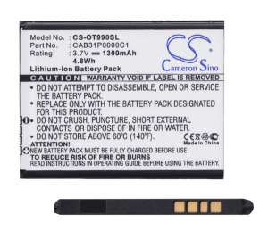 Cameron Sino Li-Ion akku (3.7V/1300mAh, TCL CAB31P0000C1 kompatibilis) FEKETE Alcatel Pixi 3 3.5 (OT-4009) / Pop C2 (OT-4032X) / Pop D1 (OT-4018D) (CS