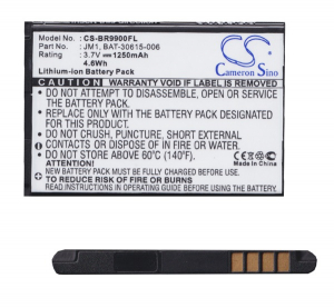 Cameron Sino Li-Ion akku (3.7V/1250mAh, Blackberry BAT-30615-006 kompatibilis) FEKETE BlackBerry 9860 Torch / 9790 Onyx III. / 9900 Bold Touch (CS-BR9