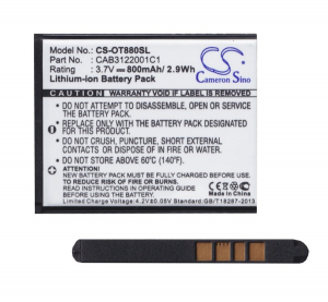 Cameron Sino akku 800mAh LI-ION (CAB3122001C1, CAB3120000C1, CAB20K0000C1, TB-04BA, BY42, BTR510AB kompatiblis) Alcatel OT-2045 / OT-815 / 2005 (CS-OT