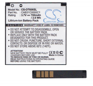 Cameron Sino akku 700mAh LI-ION (CAB31C0000C1 kompatibilis) Alcatel OT-606 (CS-OT606SL)