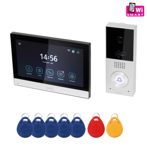 Home video kaputelefon, 7" érintőképernyő, IP65, AHD kamera, mozgásérzékelő, RFID, bővíthető, InterCom, Smart Life, Tuya Smart (DPV SMART)
