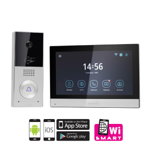 Home video kaputelefon, 7" érintőképernyő, IP65, AHD kamera, mozgásérzékelő, RFID, bővíthető, InterCom, Smart Life, Tuya Smart (DPV SMART)