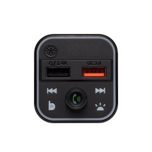 SAL autós kihangosító és töltő, 5 in 1, FM modulátor, dupla USB gyorstöltő, feszültségmérő, basszus-kiemelés gomb (FMBT 18RGB)