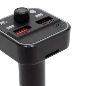 SAL autós kihangosító és töltő, 5 in 1, FM modulátor, dupla USB gyorstöltő, feszültségmérő, basszus-kiemelés gomb (FMBT 18RGB)